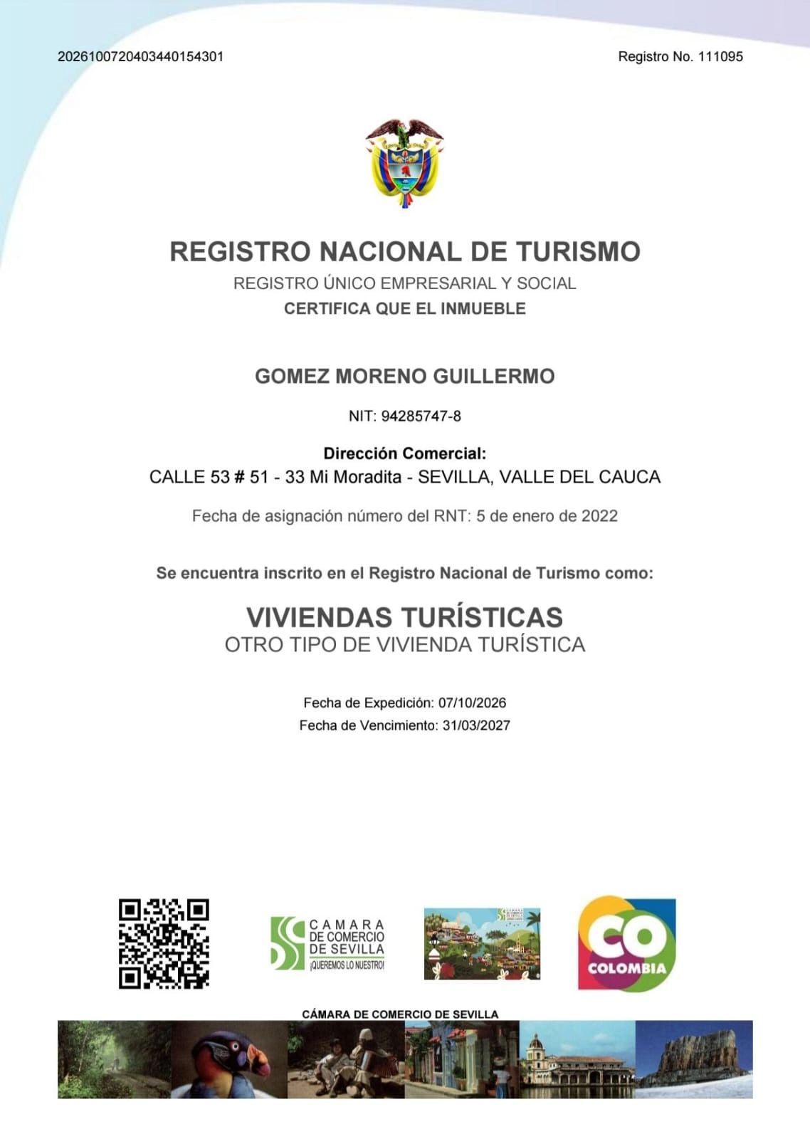Código QR del RNT publicado en el sitio original